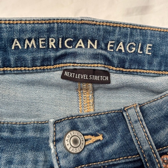 American Eagle Jeans 4 Short Festival Flare Blue Next Level Stretch Petite - Picture 5 of 15